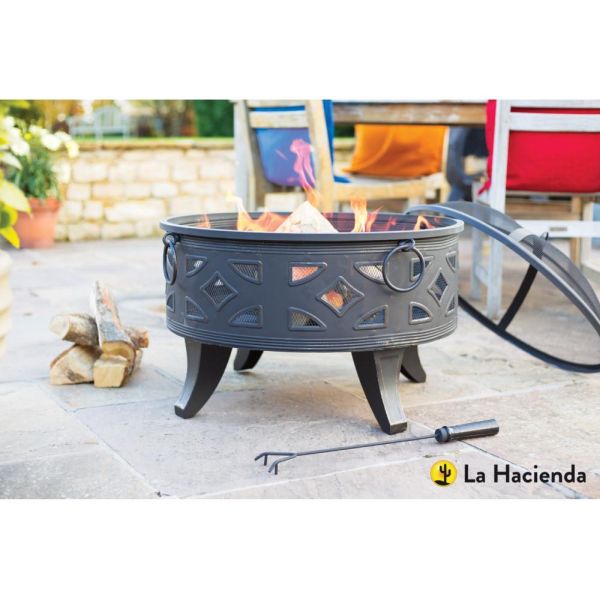 La Hacienda Diamond Deep Bowl Firepit With Grill