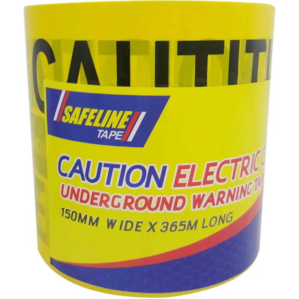 Safeline Caution Electric Cable Below Warning Tape - 150mm X 365M