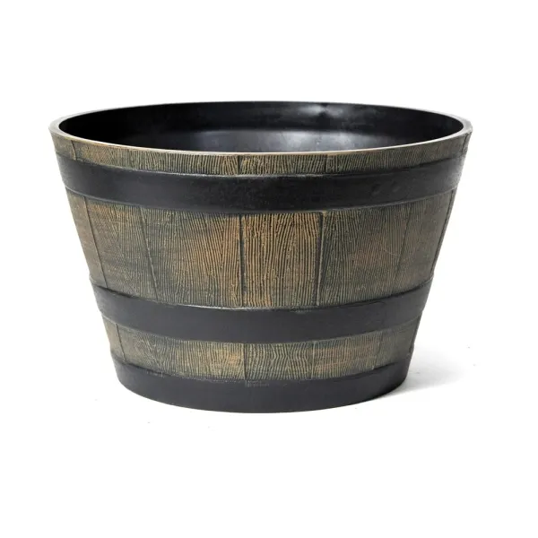 Wood Effect Barrel Planter Large 63cm