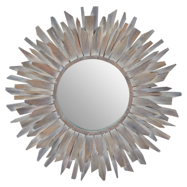 Sunburst Wood Mirror Gray