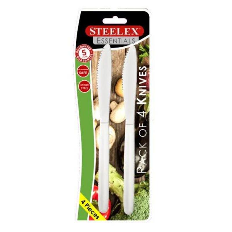 4 Carded Dessert Knives Steelex Essentials