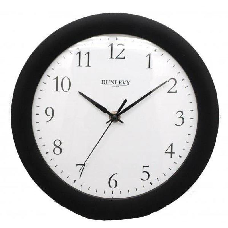 Black Wall Clock 10In Plastic
