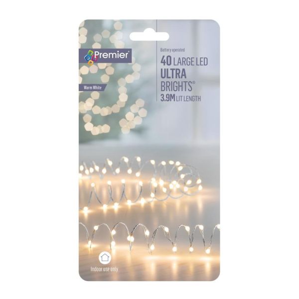 40 Large Led Battery Operated ULabrights - Warm White