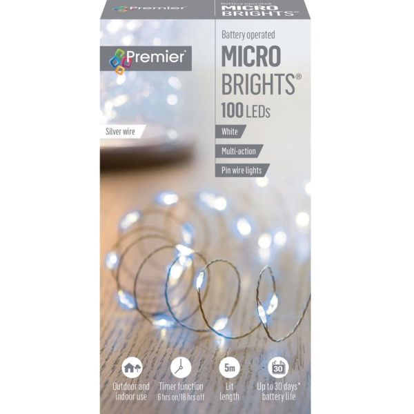 100 Led Battery Operated Multi-Action Microbrights - White