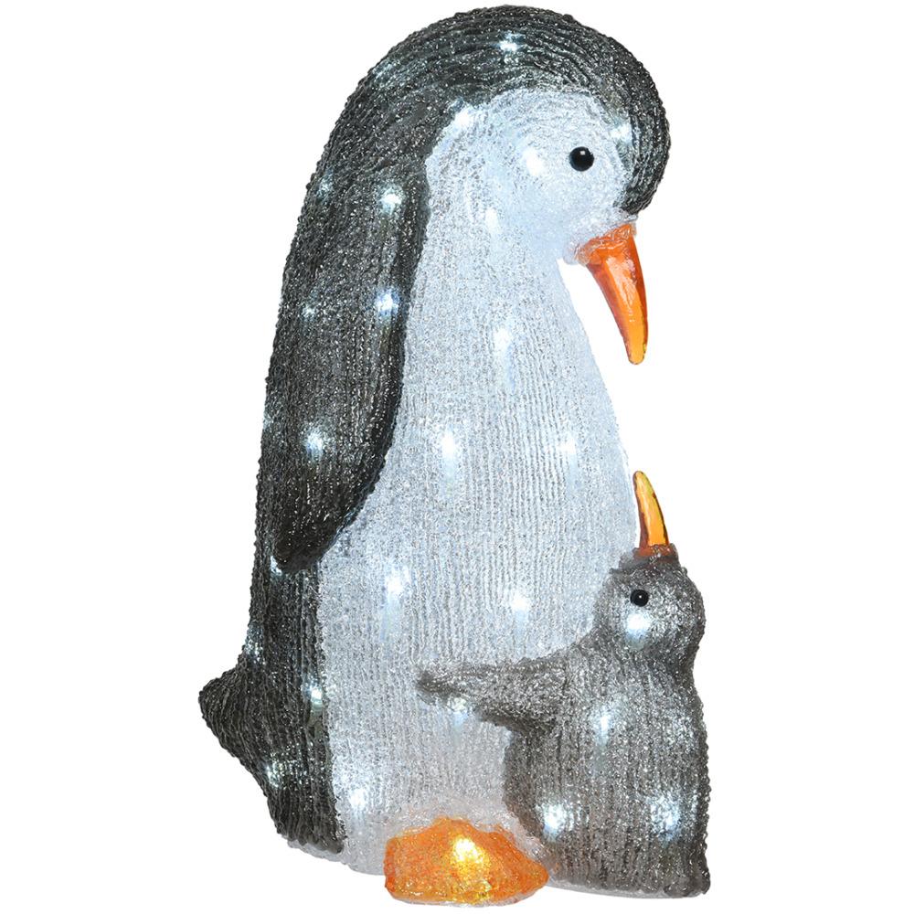 Led Acrylic Penguin With Baby - 47cm