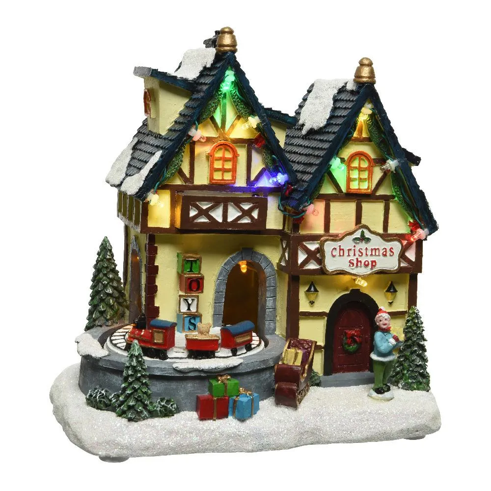 Led Christmas Shop Village Scene - 21cm