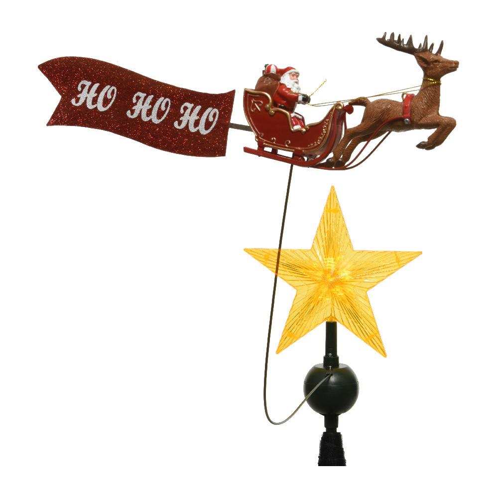 Led Santa'S Sleigh Animated Tree Topper With Banner
