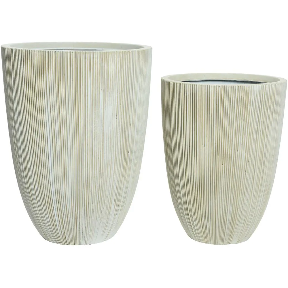 Lennox Plastic Planter Set Of 2 - Off White