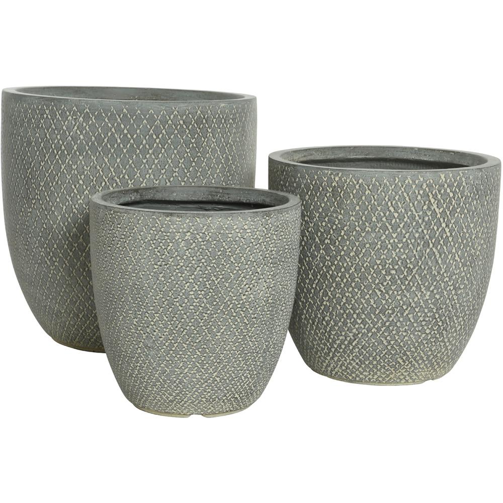 Fibre Clay Fender Set Of 3 Small Planters - Dark Grey