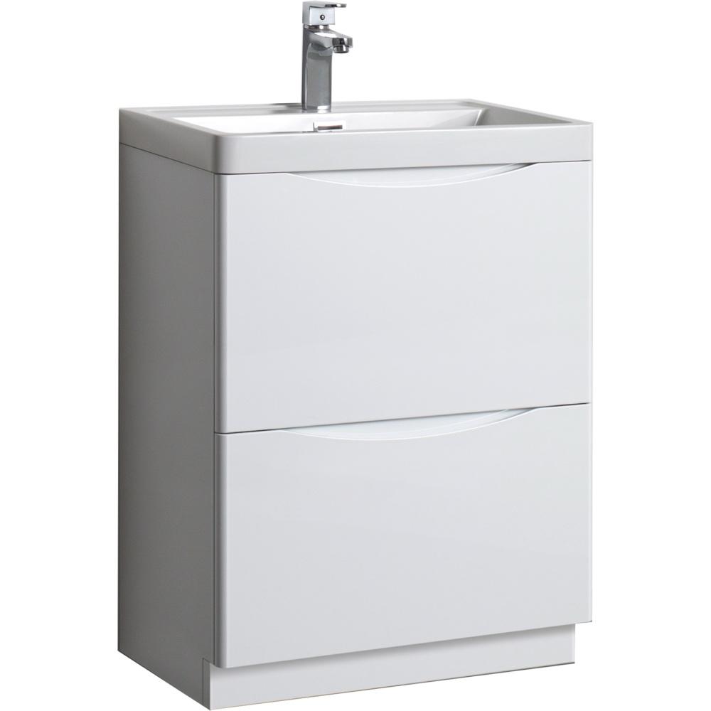 Floor Standing 2 Drawer Vanity Unit & Basin G/White - 60cm