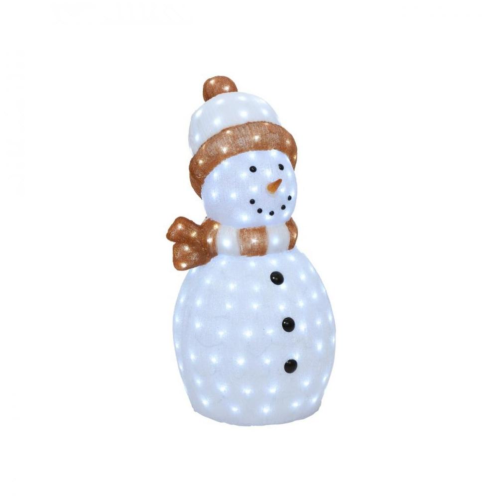 Lumineo - Led Acrylic Snowman - 89cm - White & Brown