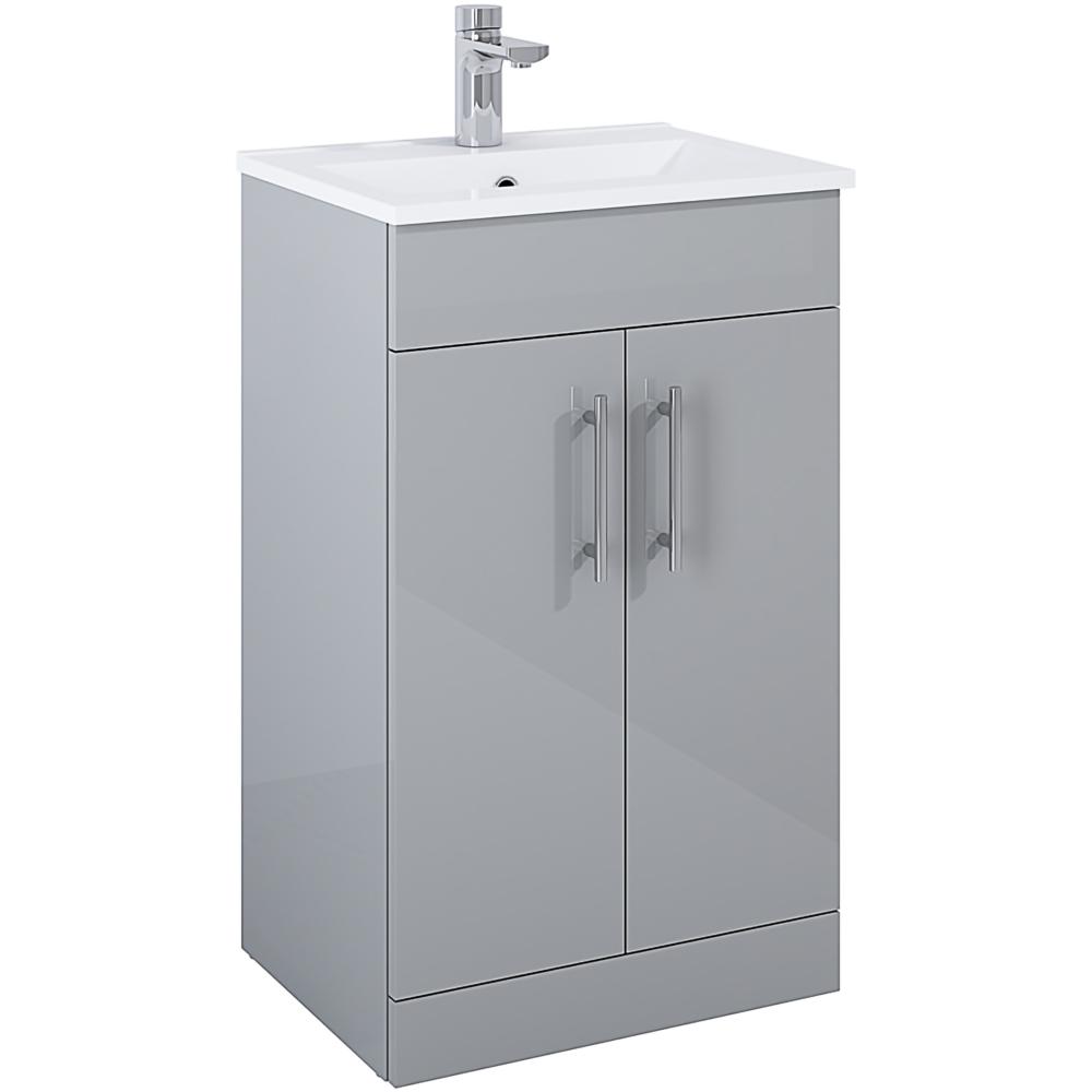 Floor Standing Vanity Unit & Washbasin Light Grey - 50cm