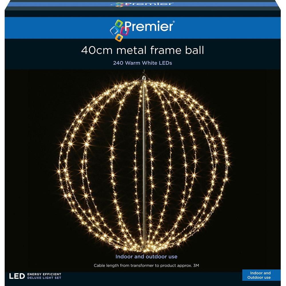 Premier - Led Metal Frame Ball - 40cm - Warm White
