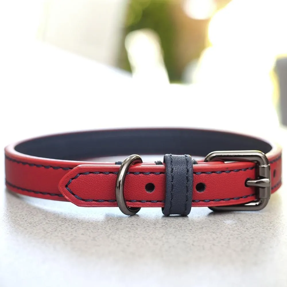 Zoon - Luxe Leather - Ruby- S Walkabout Dog Collar (28cm-40cm)