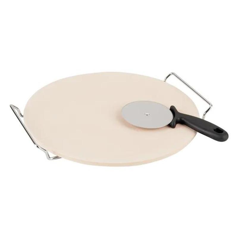 33cm Dia Board And Pizza Cutter W/Chrome Stand