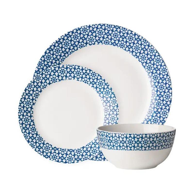 12Pc Avie Casablanca Blue Dinner Set (Porcelain) Mob