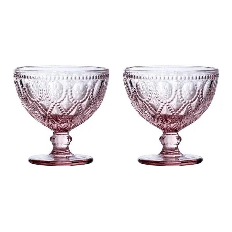 Fleur S/2 250Ml Pink Glass Sundae Dishes