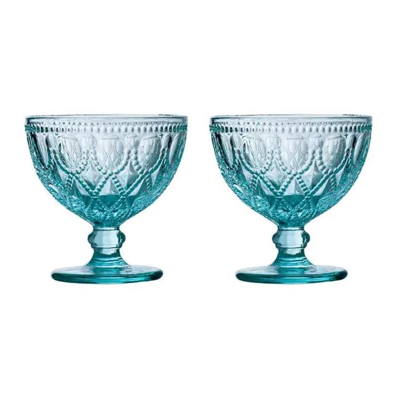 Fleur S/2 250Ml Blue Glass Sundae Dishes