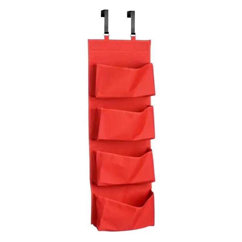 4 Tier Over Door Hanging Organiser Red 33.5X90cm Approx