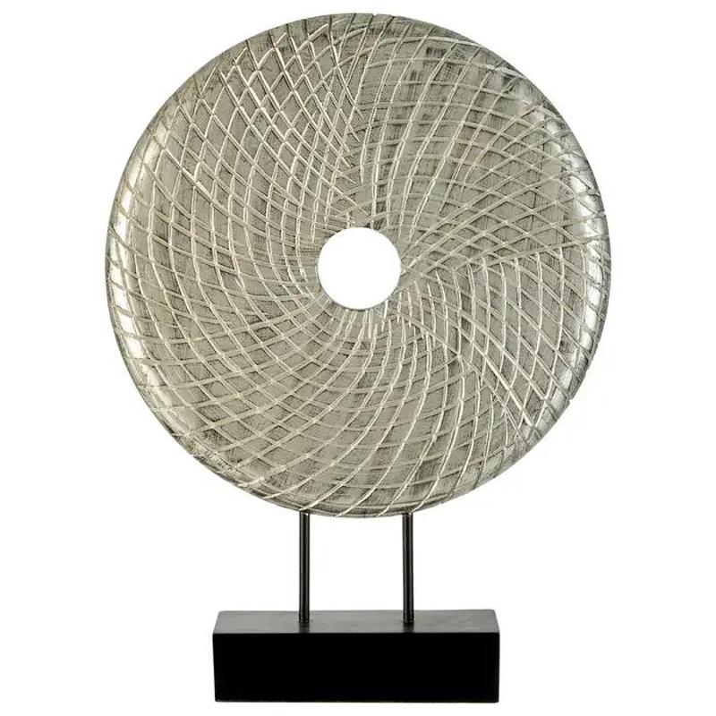 Elementi Round Wooden Sculpture Silver 40X7X50cm