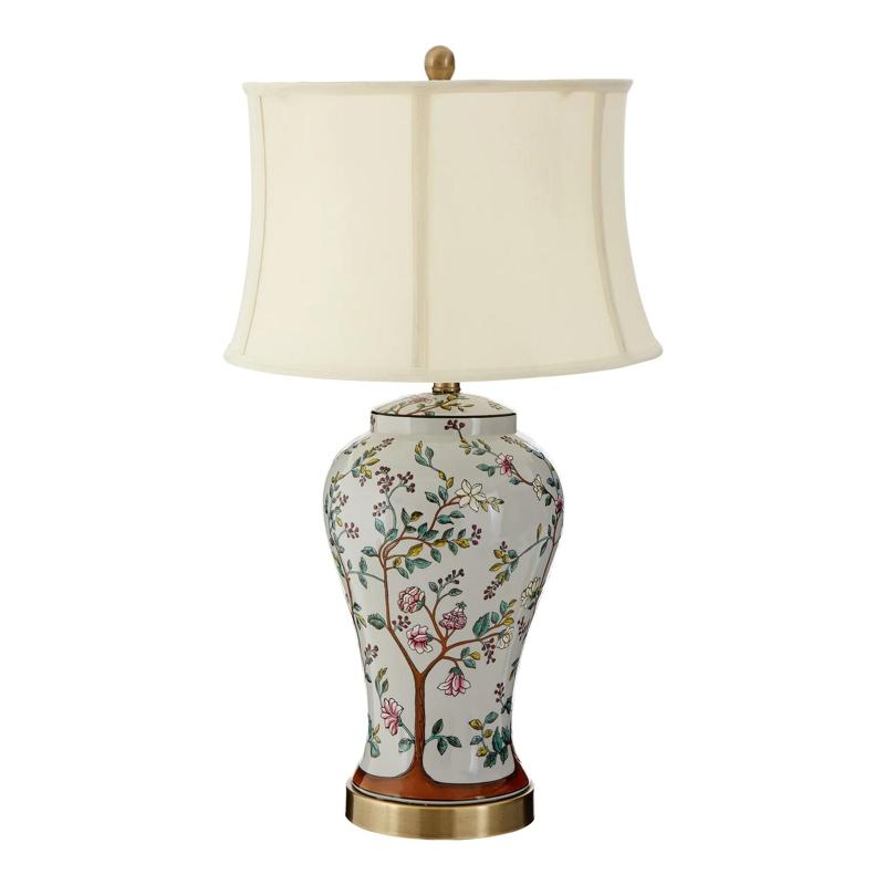 73cm Covent Table Lamp Met/Ceramic Bse/Crm Fabric Shade