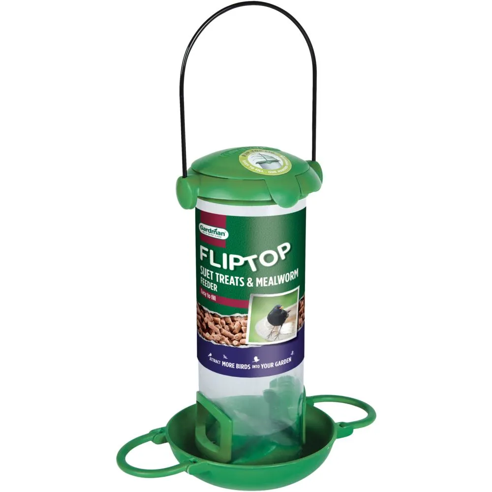 Gardman Flip Top Suet Treat And Mealworm Feeder
