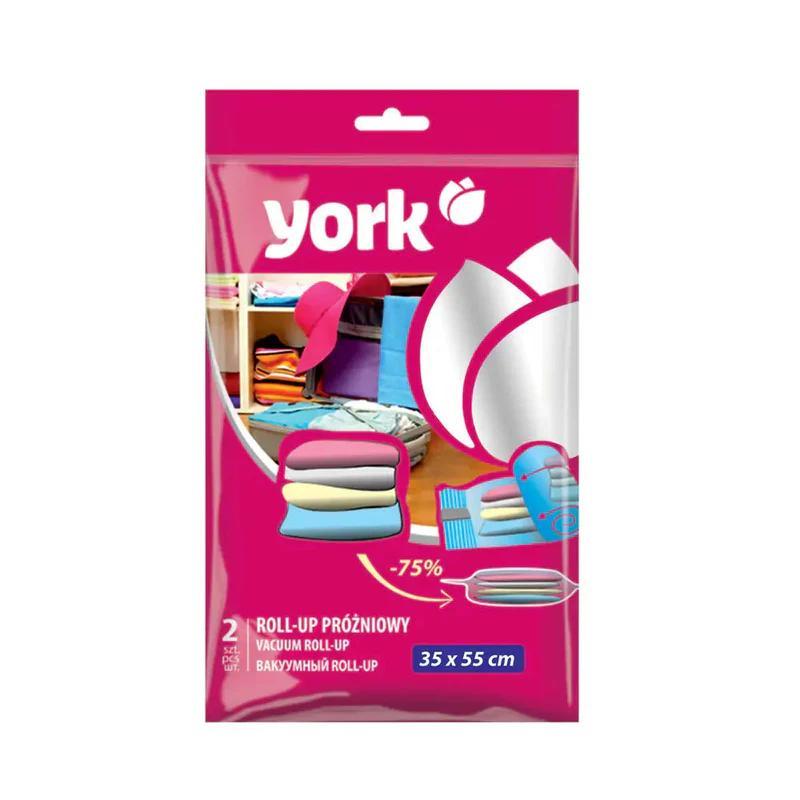 York Roll-Up Vacuum Storage Bag 35cm X 55cm 2 Pack
