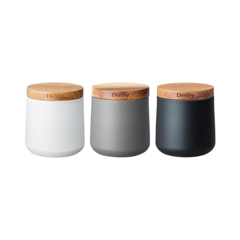 Denby Set Of 3 White Storage Canisters .