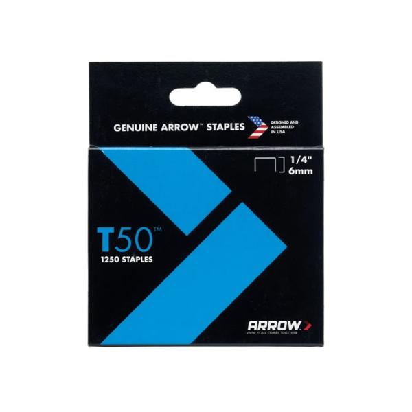 T50 Staples 6mm (1/4In) (Pack 5000, 4 X 1250)