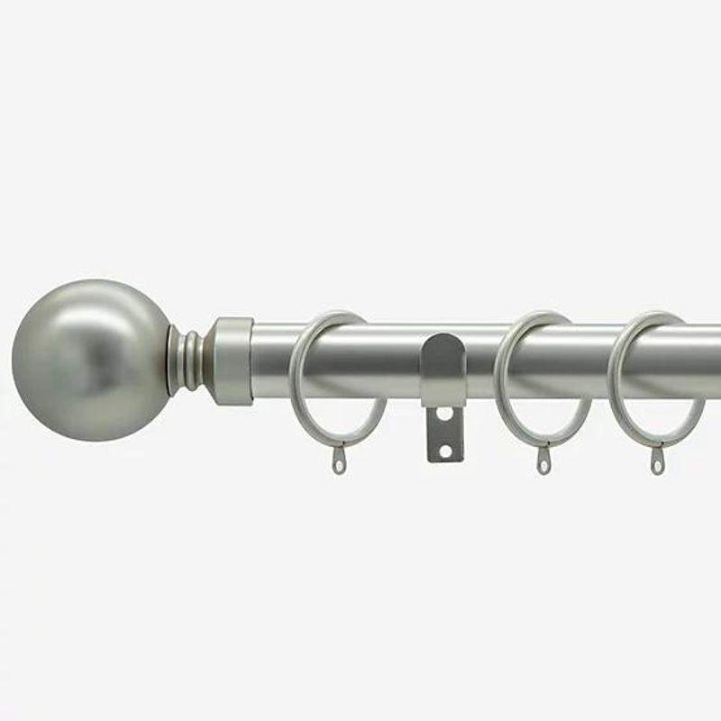 Saturn 28mm 160cm Ball Finial Brushed Steel Pole Complete