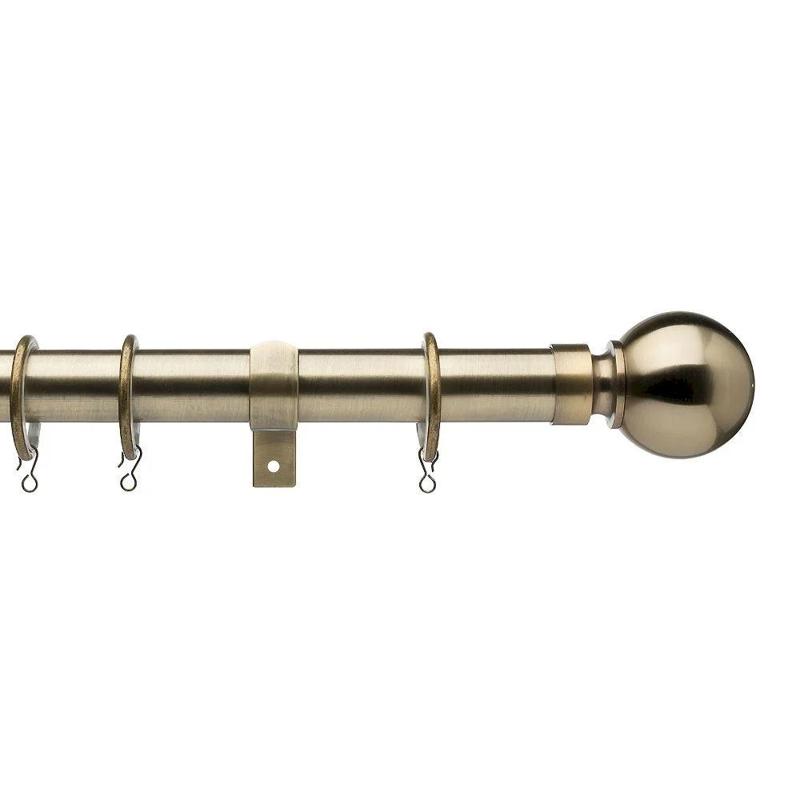 Saturn 28mm 300cm Ball Finial Antique Brass Pole Complete