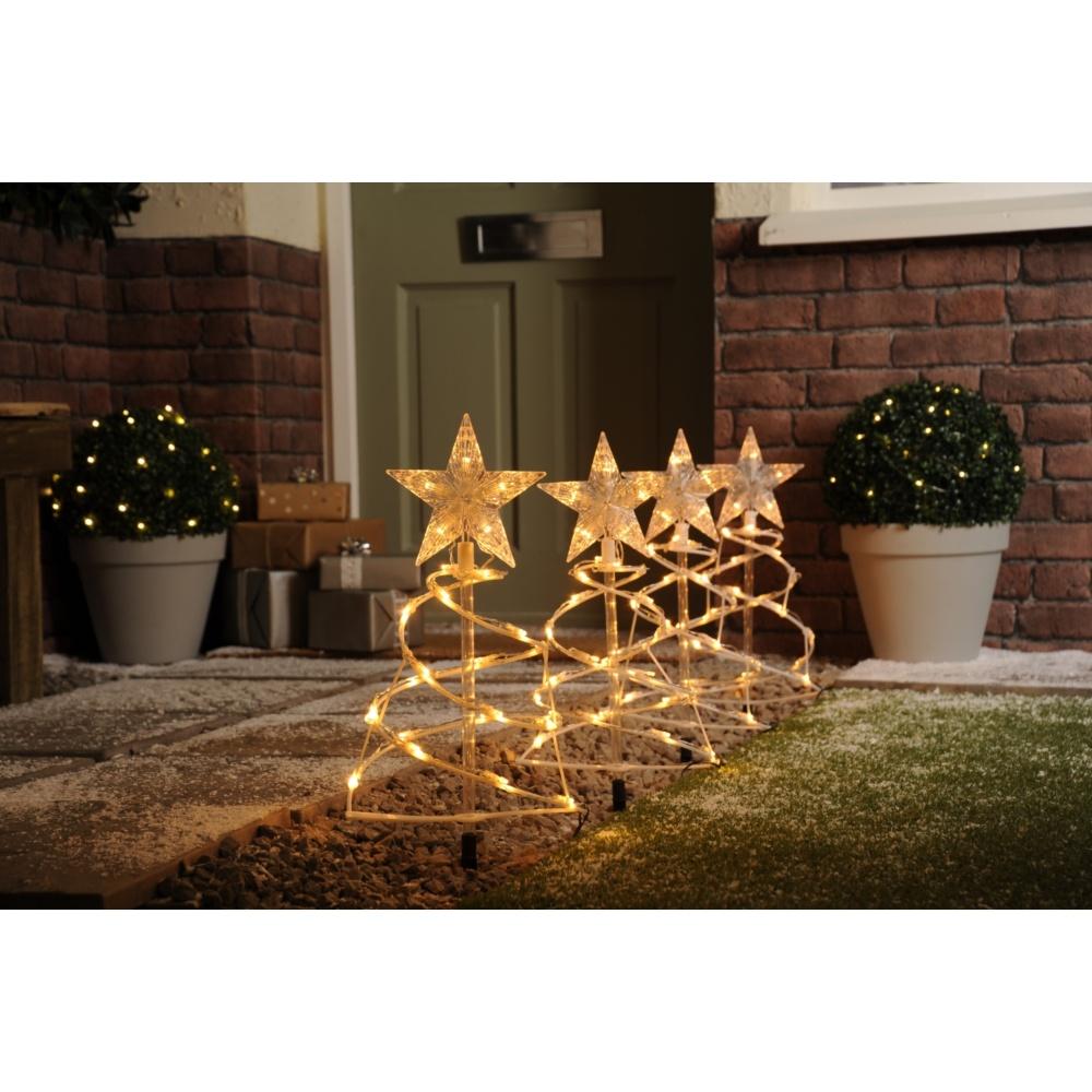 P045362 4 Led Spiral P/Finder Trees(Wh)