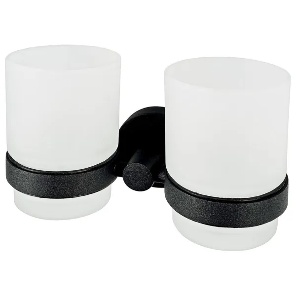 Haceka Kosmos Double Tumbler Holder Matt Black