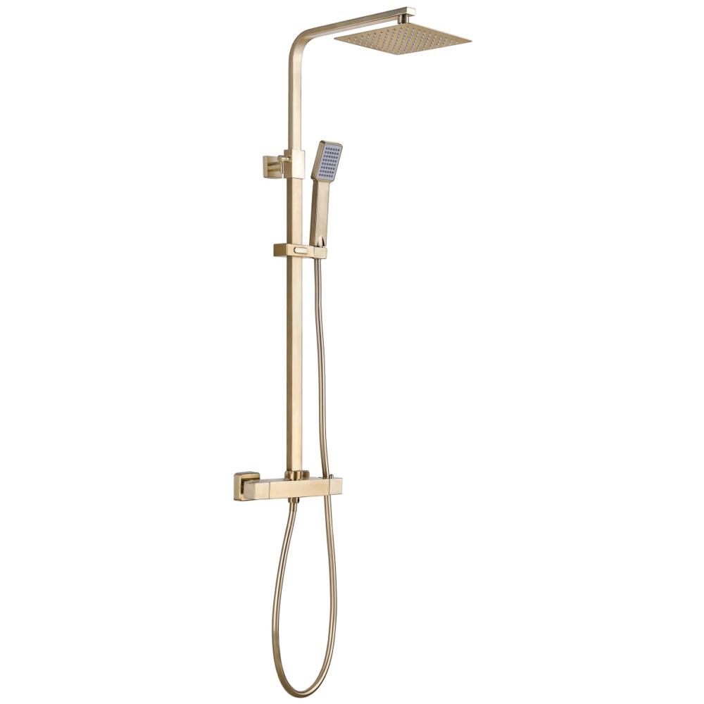 Brushed Brass Square Shower Kit