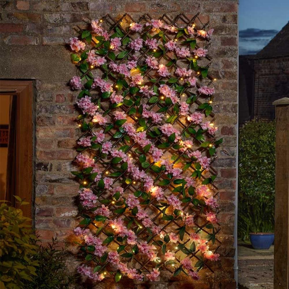 Faux Decor - Solar In-Lit Pink Blossom 180 X 90cm Trellis