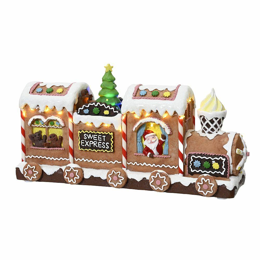 Battery Operated Led Lit Animated Gingerbread Train