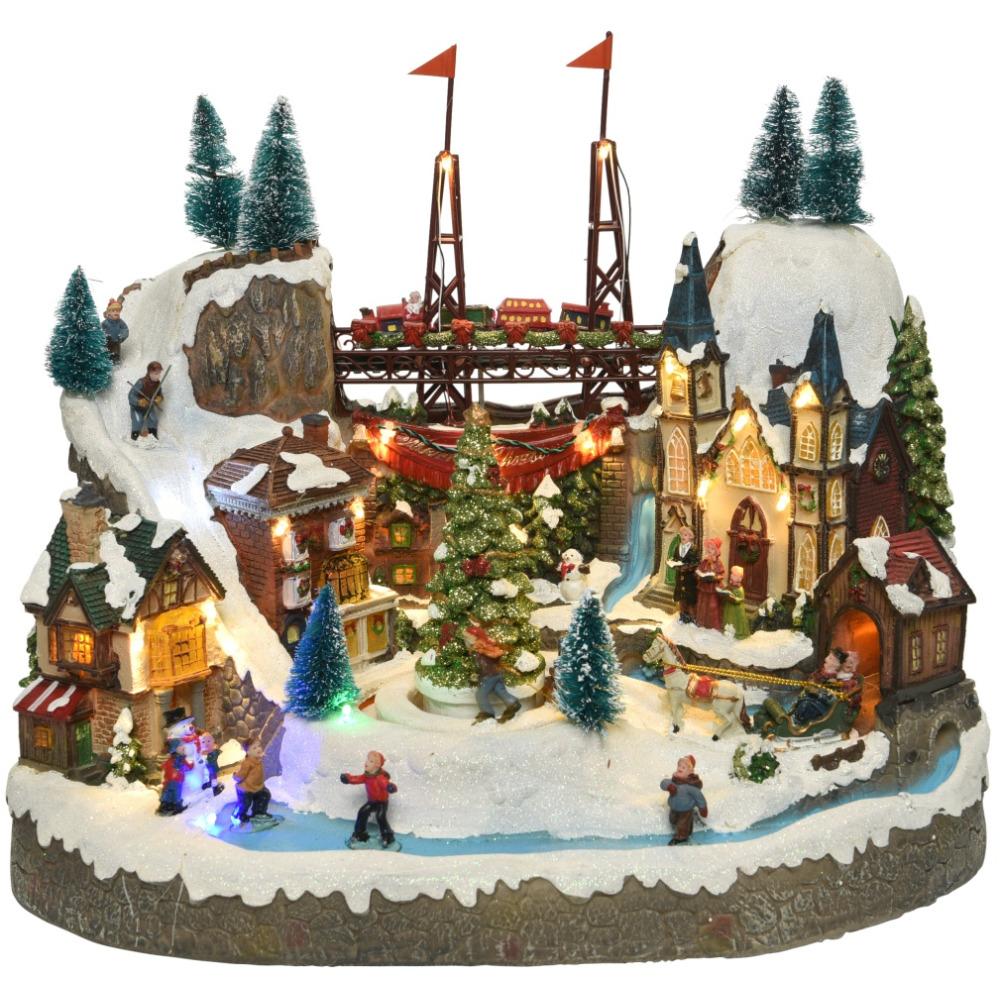 9499814 Led Village W.Moving Tree & Train