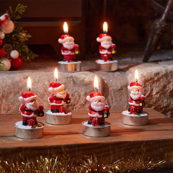 Santa Tealight Candles - Set Of 6
