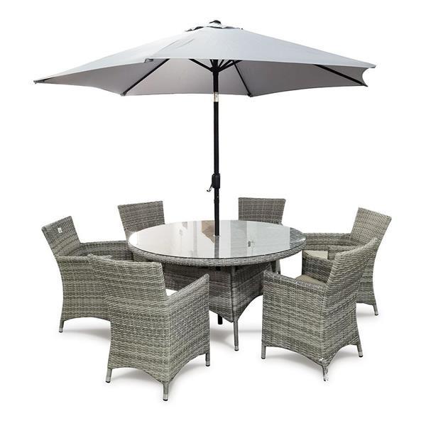 Tuscany 6 Seater Round Dining Set - 1.4M With Parasol