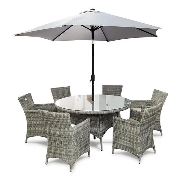 Tuscany 6 Seater Round Dining Set - 1.4M With Parasol