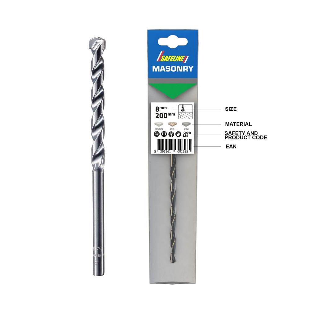 Safeline Long Masonry Drill Bit 8 X 200mm