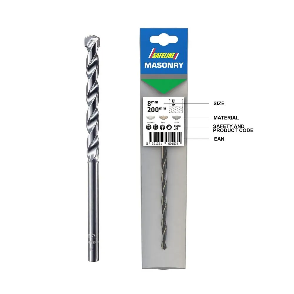 Safeline Long Masonry Drill Bit 8 X 200mm