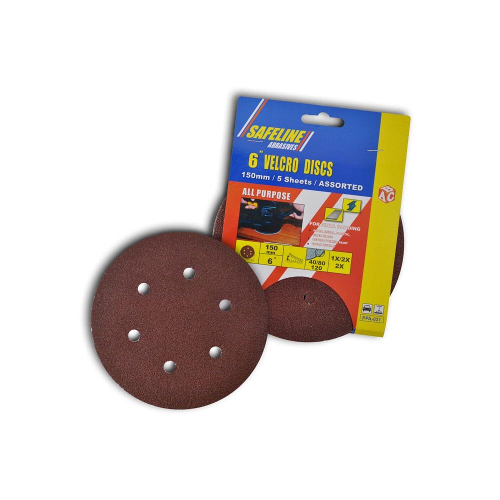 Safeline Velcro Discs 125mm Pk 5 Sheets Fine