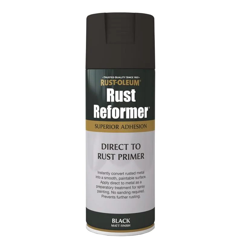 Rust Oleum Rust Reformer Spray Paint 400ml Matt Black