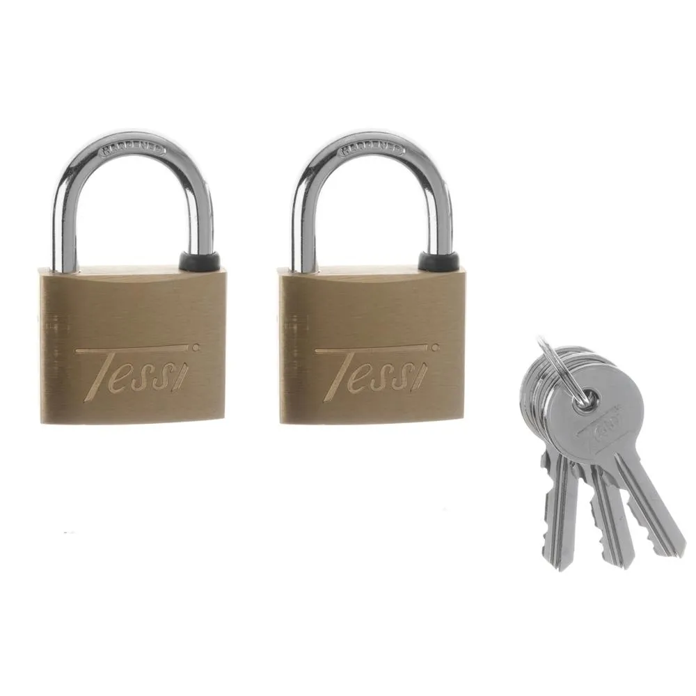 Tessi 40mm Brass Padlock Twin Pack
