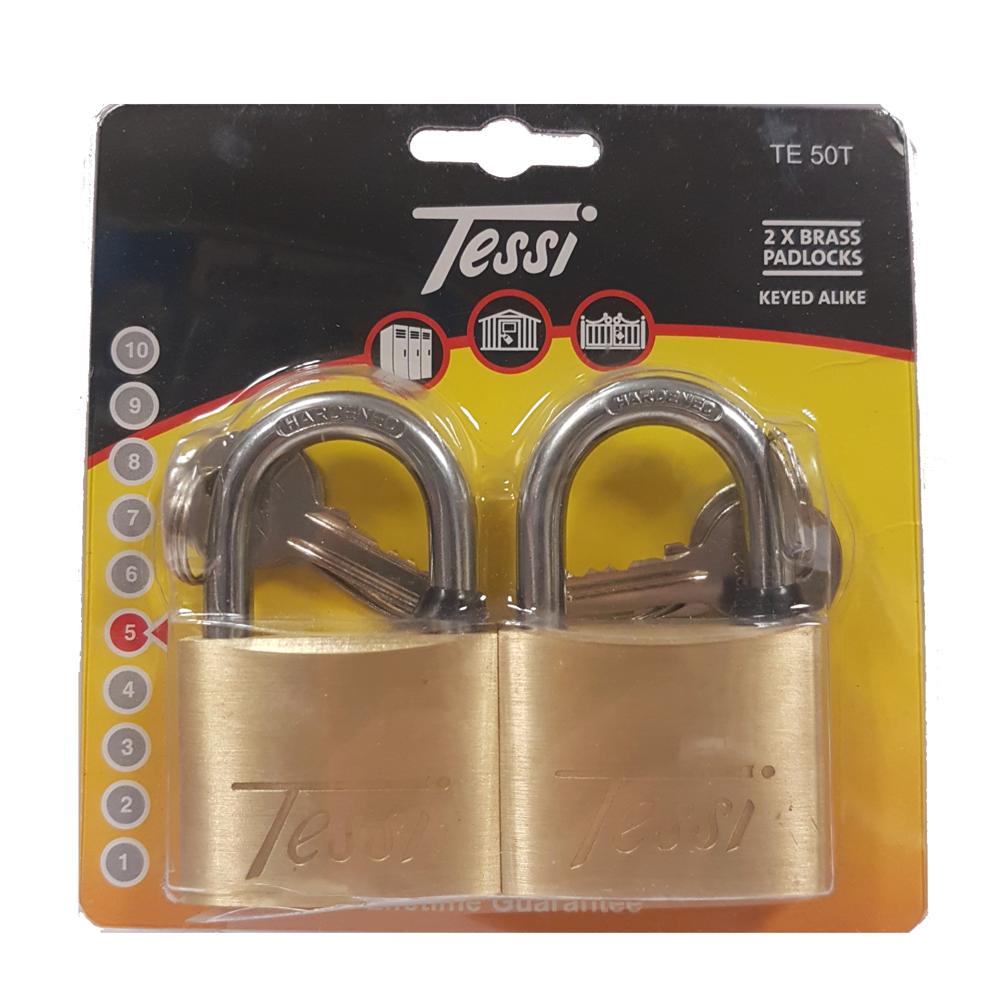 Tessi 2 X 50mm Brass Padlocks
