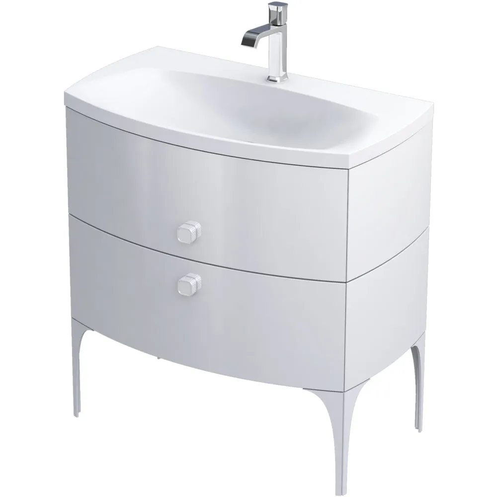 Armavit Regency 82cm 2 Drawer Vanity Unit Gloss White